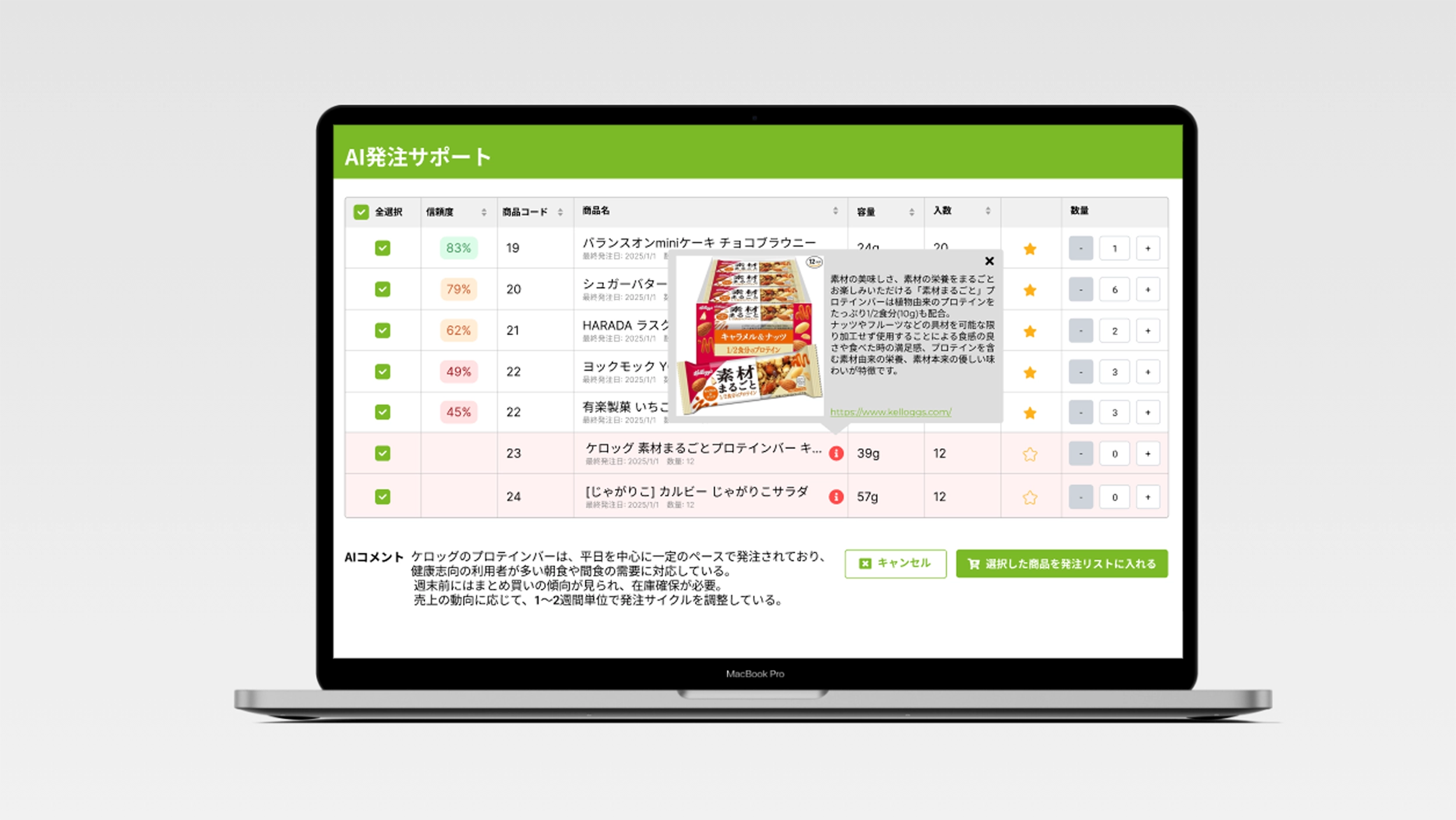 AI発注予測+発注サポート