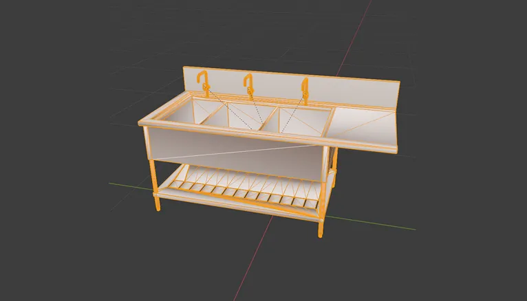 3Dモデリング キッチン流し台
