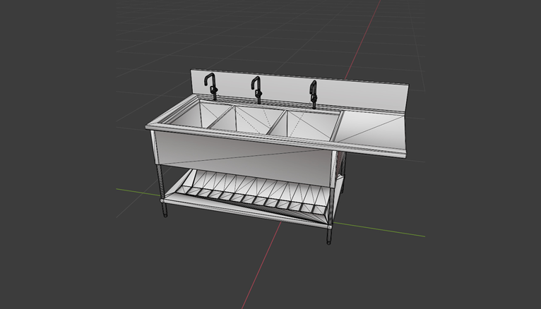 3Dモデリング キッチン流し台