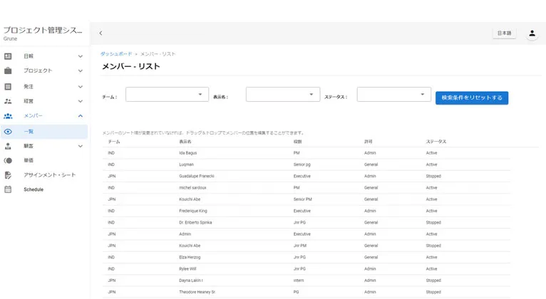 PM-Tool: 顧客情報や工数、売上、利益などプロジェクトにまつわる情報を一括で管理